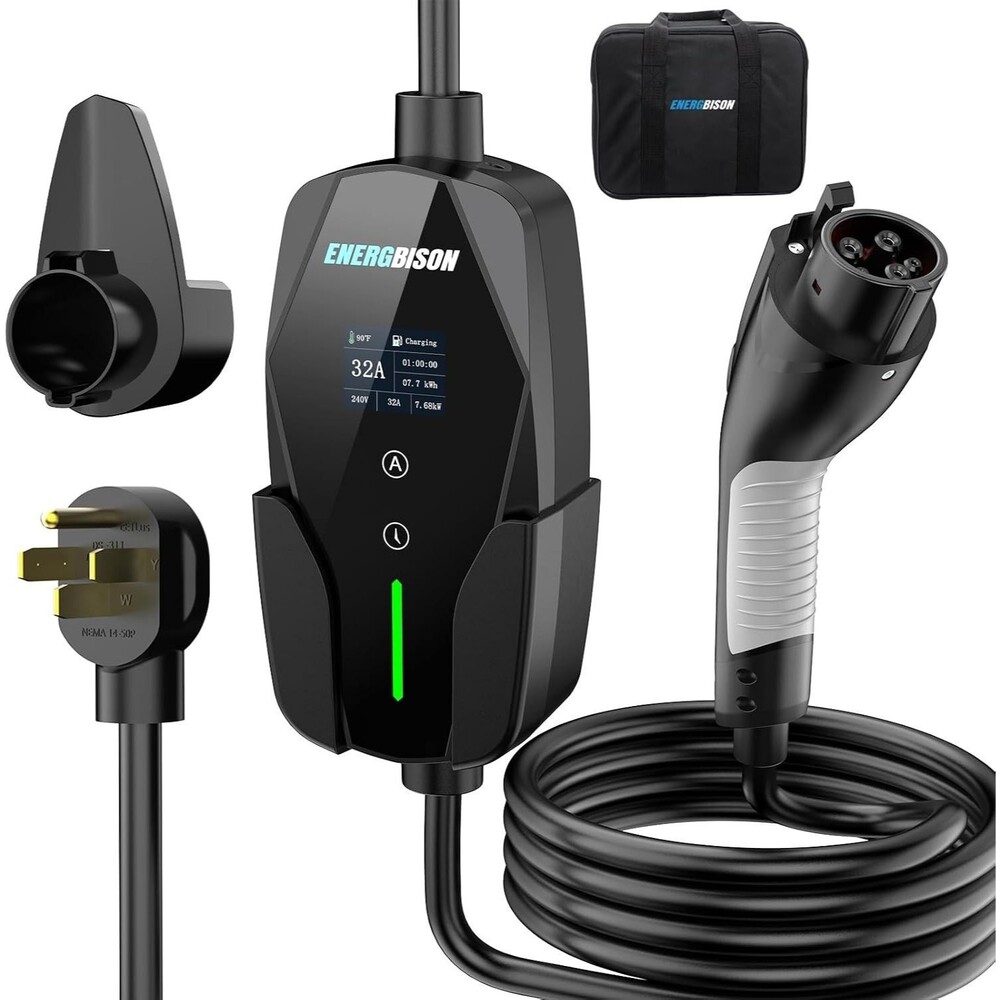 Level 2 EV Charger, 32A/7KW Electric Vehicle Portable Charger with 25FT Cable, H